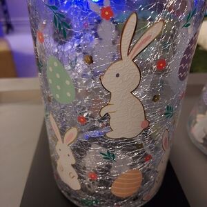 Yankee Candle Clear Crackle Large Jar Holder J/H Spring Easter BUNNIES eggs0⁰